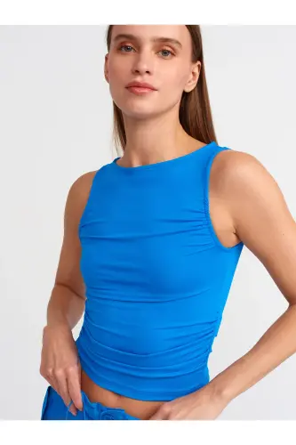 20827 Ruffled Sleepless Top-Royal Blue - Royal Blue - 4