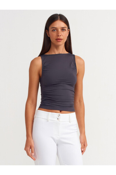 20827 Sleeveless Ruched Top - Anthracite - 9