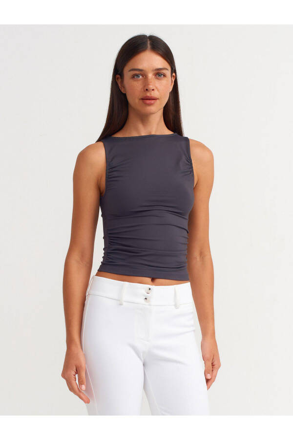 20827 Sleeveless Ruched Top - Anthracite - 5