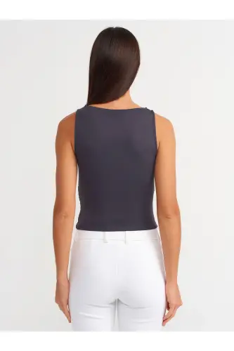 20827 Sleeveless Ruched Top - Anthracite - DILVIN (1)