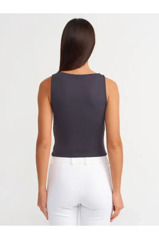 20827 Sleeveless Ruched Top - Anthracite - 2