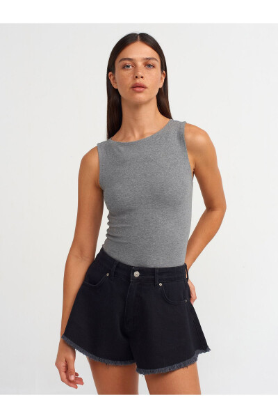 20847 Boat Neck Sleeveless Top - Anthracite - 14