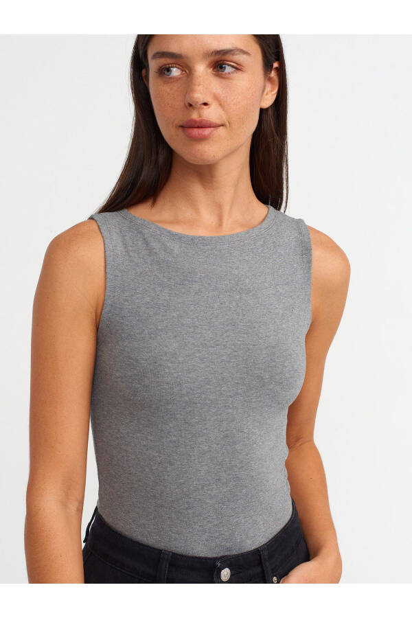 20847 Boat Neck Sleeveless Top - Anthracite - 12