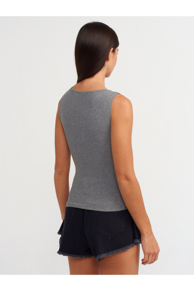 20847 Boat Neck Sleeveless Top - Anthracite - 3