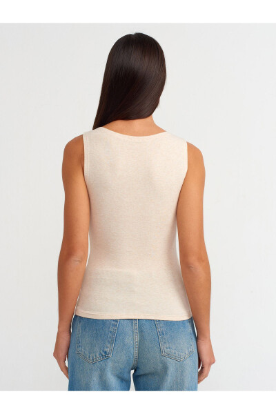 20847 Boat Neck Sleeveless Top - Beige Melange - 12