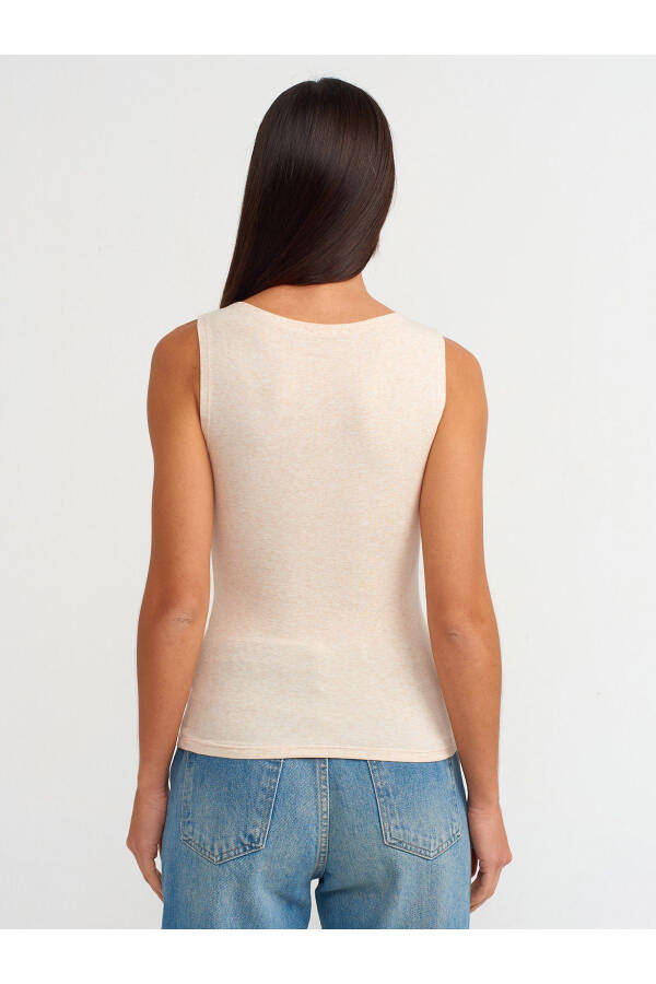 20847 Boat Neck Sleeveless Top - Beige Melange - 12