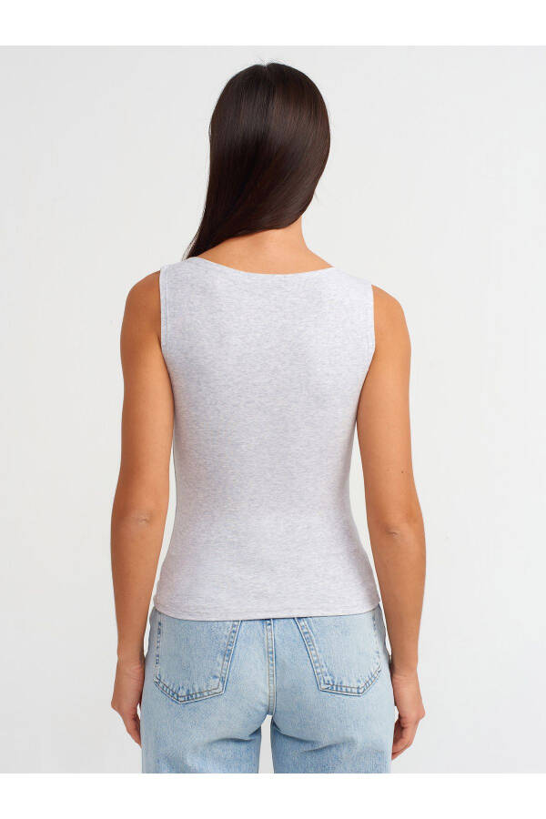 20847 Boat Neck Sleeveless Top - Grey Melange - 6