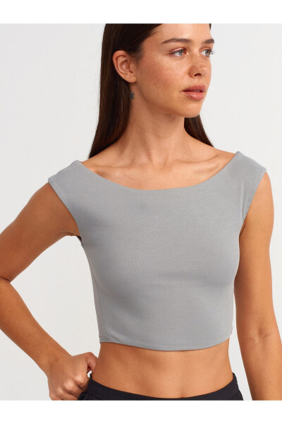 20869 Boat Neck Crop Top - Grey - 17
