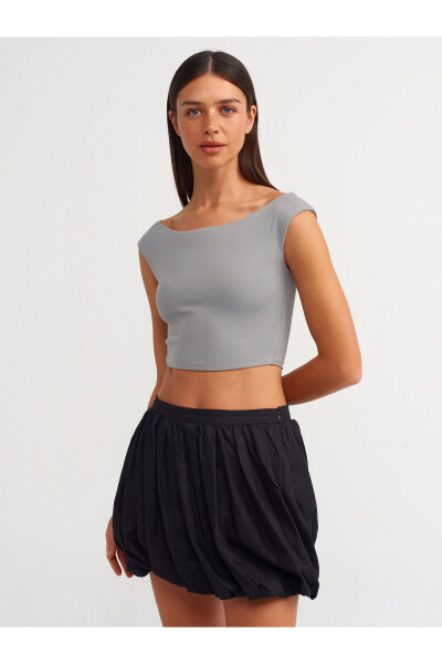 20869 Boat Neck Crop Top - Grey - 19