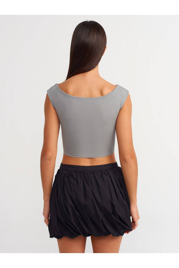 20869 Qayiq Yoqa Crop Top - Kulrang - 10