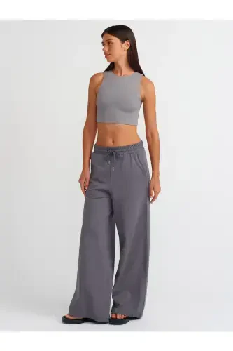 20902 Poliamid Crop Top-Kulrang-Kulrang - 3