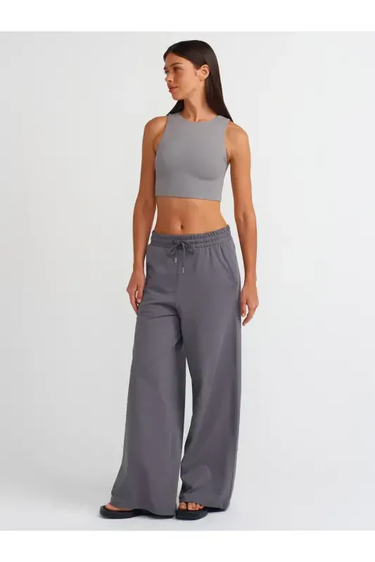 20902 Poliamid Crop Top-Kulrang-Kulrang - 3