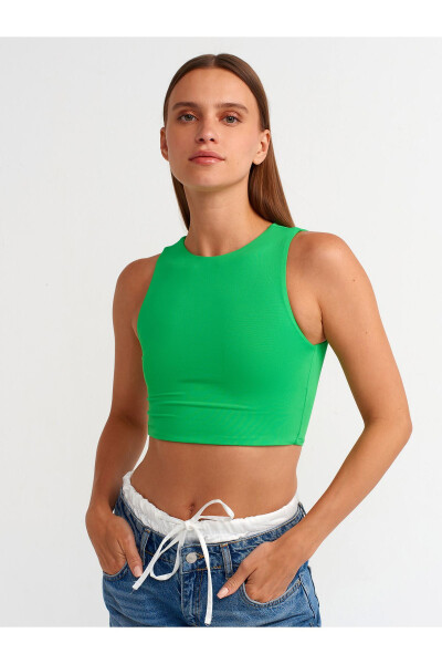 20902 Poliamid Crop Top-Yeşil - Yeşil 