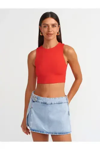 20902 Polyamide Crop Top-D.Red-D.Red - 1