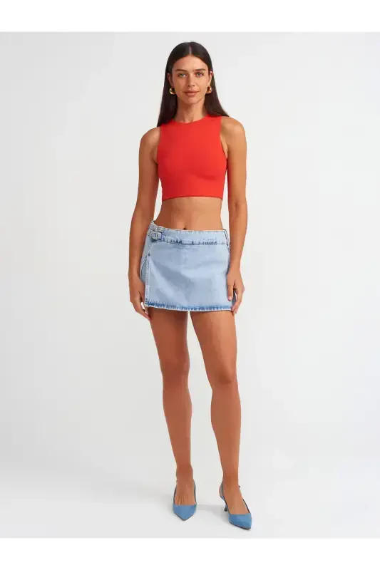 20902 Polyamide Crop Top-D.Red-D.Red - 3