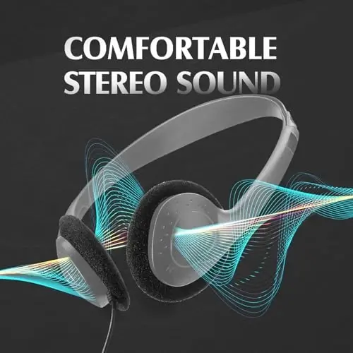 Flutesan 20 Pack Headphones Bulk for Classroom School Students Libraries Wired On Ear Headphones Over The Head Earphones for Class Children Teen Boys Girls Adults(Gray) - 5