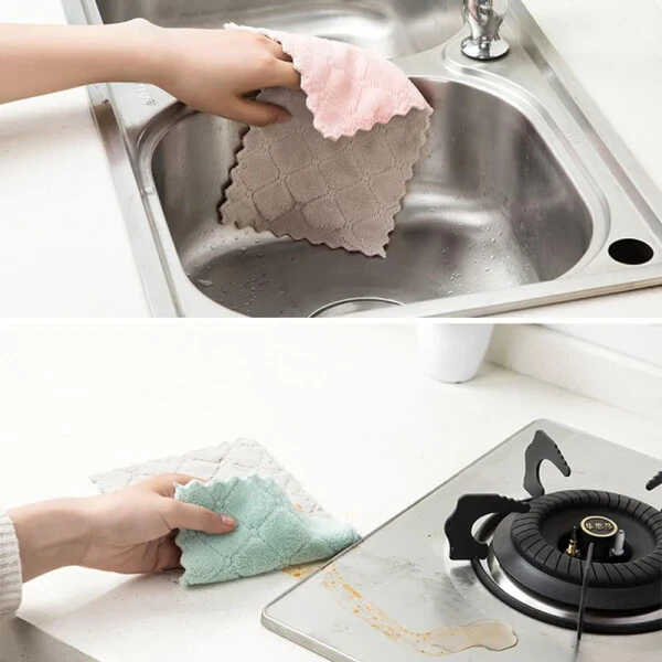 20 Pack Cleaning Cloth Kitchen Cloth, Dish Towels Super Absorbent Coral Velvet Dishtowels, Microfiber Premium Soft Tea Towels, Quick Dry Rags, Multipurpose Reusable Washcloths, Non-Stick Oil Cloths. - 4