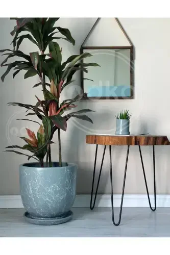 20liter Classic Pot with Saucer 30cmx30cm Mia Smoked Marble Patterned-Smoked Marble Patterned - 1