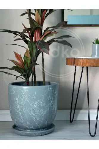 20liter Classic Pot with Saucer 30cmx30cm Mia Smoked Marble Patterned-Smoked Marble Patterned - ODKA (1)