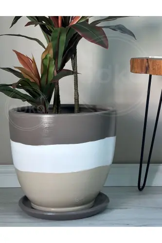 20liter Classic Pot with Saucer 30cmx30cm Mink White Stone-MINK - 3