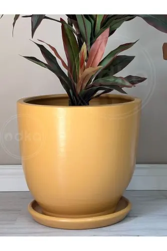 20liter Classic Pot with Saucer 30cmx30cm Yellow-Yellow - 3
