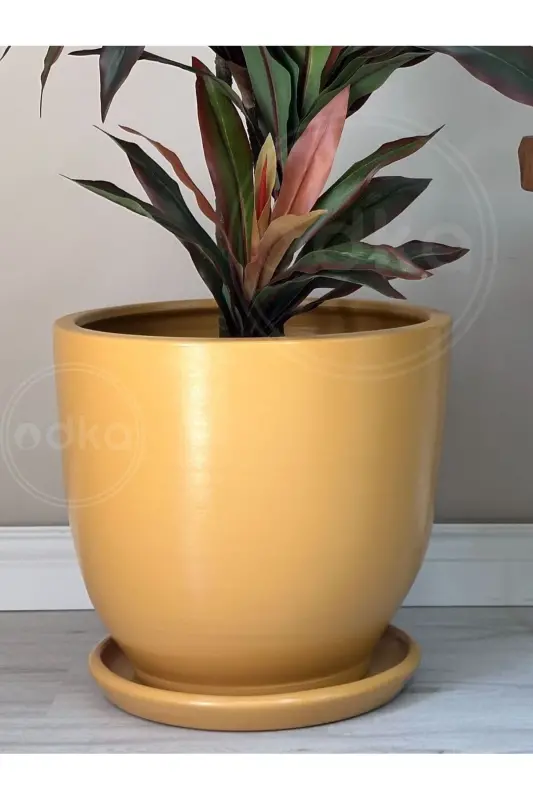 20liter Classic Pot with Saucer 30cmx30cm Yellow-Yellow - 3
