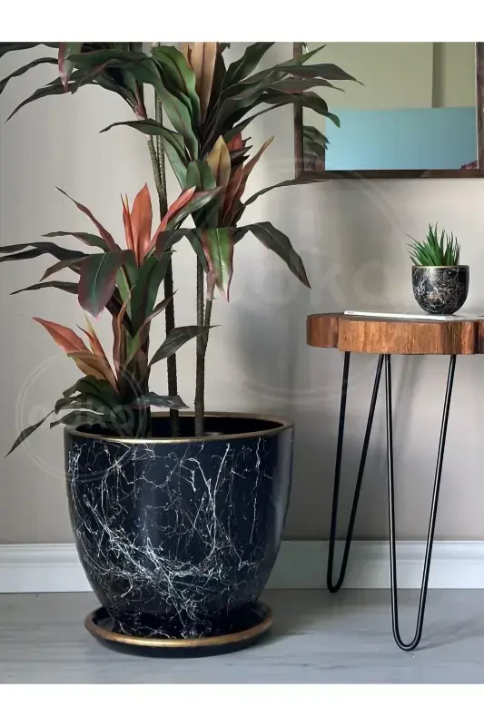 20litr Klassik Kosachali Idishli 30cmx30cm Lily Qora Oltin Oq-Qora - 2