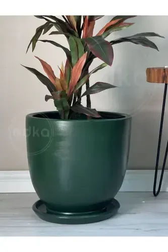 20litre Classic Pot with Saucer 30cmx30cm Dark Green-Dark Green - 3