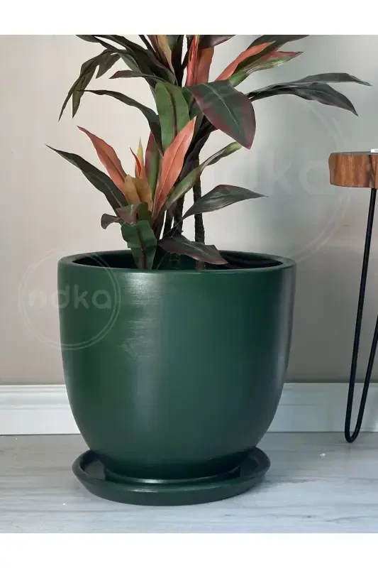 20litre Classic Pot with Saucer 30cmx30cm Dark Green-Dark Green - 3