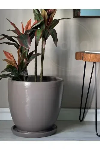 20litre Classic Pot with Saucer 30cmx30cm Mink-Mink - 3