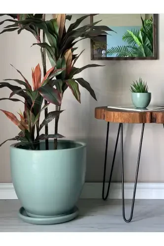 20litre Classic Pot with Saucer 30cmx30cm Mint Green-Mint Color - ODKA (1)