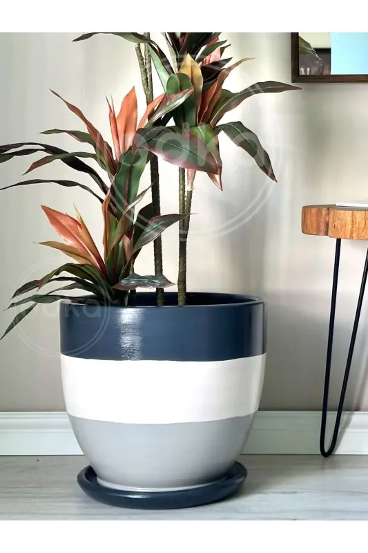 20litre Classic Pot with Saucer 30cmx30cm Modern Series Anthracite-Anthracite - 2
