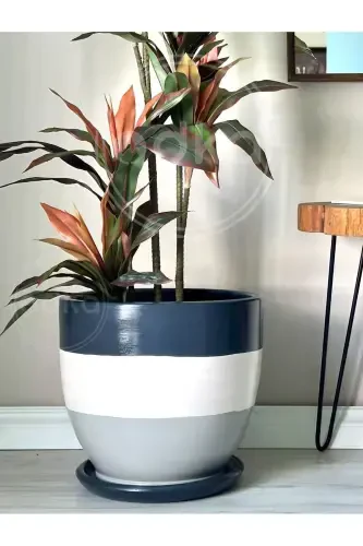 20litre Classic Pot with Saucer 30cmx30cm Modern Series Anthracite-Anthracite - ODKA (1)