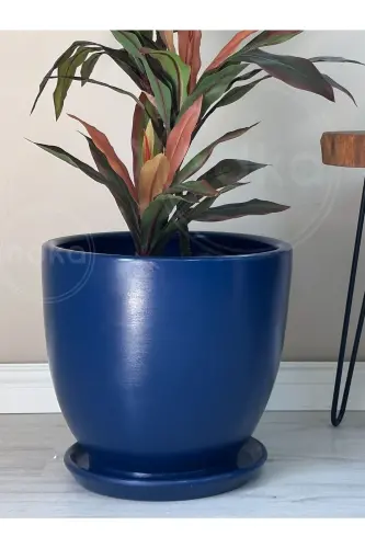 20litre Classic Pot with Saucer 30cmx30cm Night Blue-Night Blue - 3