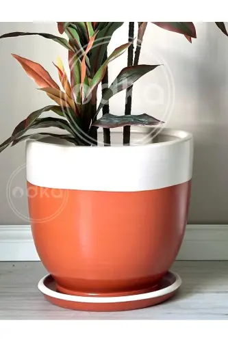 20litre Classic Pot with Saucer 30cmx30cm Tile Ecru-Tile - 3