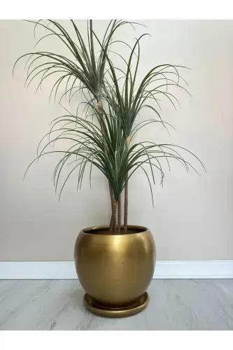 20litre Küre Saksı Tabaklı 27cmx27cm Gold-Gold - 2