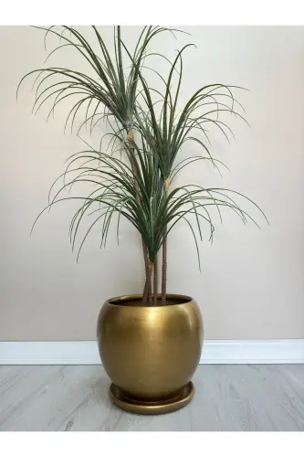 20litre Küre Saksı Tabaklı 27cmx27cm Gold - Gold - 3