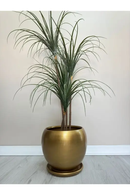 20litre Küre Saksı Tabaklı 27cmx27cm Gold - Gold - 3