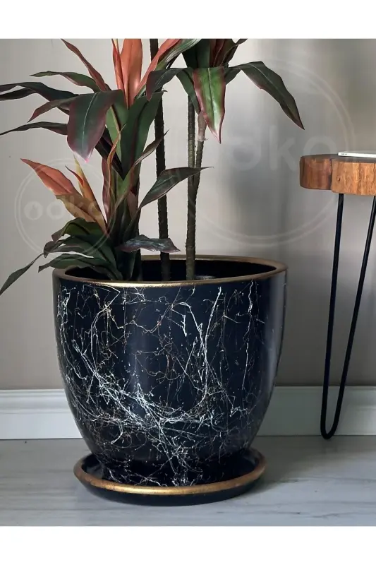 20литров Классический Горшок с Поддоном 30смx30см Лили Черный Золотой Белый-Черный - 3