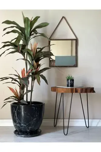 20литров Классический Горшок с Поддоном 30смx30см Mia Черный Мраморный Узор - ЧЕРНЫЙ МРАМОРНЫЙ УЗОР - 1