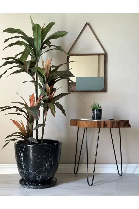 20литров Классический Горшок с Поддоном 30смx30см Mia Черный Мраморный Узор - ЧЕРНЫЙ МРАМОРНЫЙ УЗОР - 1