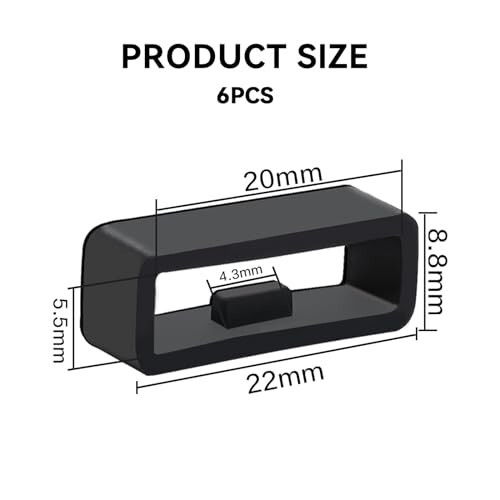 20mm Akıllı Saat Kayışı Tutucu Döngüsü, 6 Adet Evrensel Silikon Saat Kayışı Tutucu Yedek Siyah Kauçuk Saat Kayışı Tutucu Döngüsü Bileklik Klips Halkaları Parçaları Akıllı Saat Aksesuarları - Siyah - 4