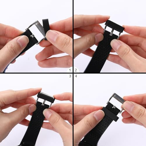 20mm Smart Watch Band Holder Loop, 6 Pcs Universal Silicone Watch Band Holder Replacement Black Rubber Watch Strap Retainer Loop Wristband Fastener Rings Parts Smart Watch Accessories - Black - 3