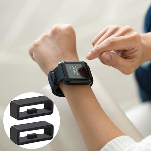 20mm Smart Watch Band Holder Loop, 6 Pcs Universal Silicone Watch Band Holder Replacement Black Rubber Watch Strap Retainer Loop Wristband Fastener Rings Parts Smart Watch Accessories - Black - 5