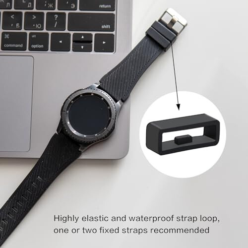 20mm Smart Watch Band Holder Loop, 6 Pcs Universal Silicone Watch Band Holder Replacement Black Rubber Watch Strap Retainer Loop Wristband Fastener Rings Parts Smart Watch Accessories - Black - 6