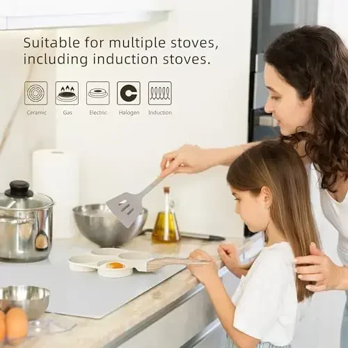 20Pcs Pots and Pans Set Non Stick, Kitchen Nonstick Cookware Sets, White Granite Induction Cookware Non Toxic Cooking Set w/Frying Pans, Saucepans, 4 Cup Pan, PFOS & PFOA Free - 5