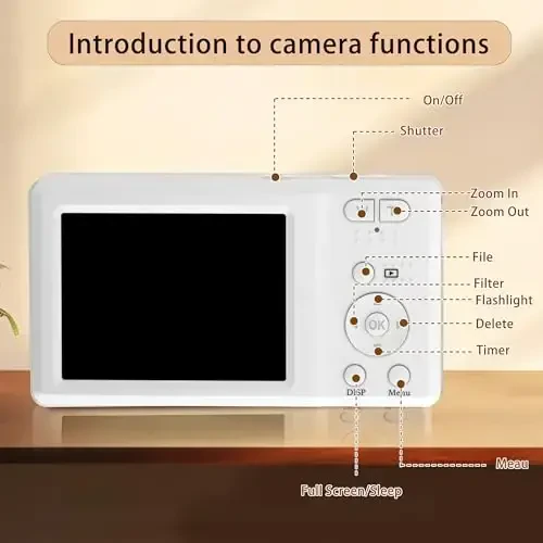 56MP FHD Digital Camera with 20X Digital Zoom & Autofocus, Anti-Shake Point and Shoot Camera for Kids Adults Beginners, Includes 32GB SD Card, Portable Compact for Travel - 7