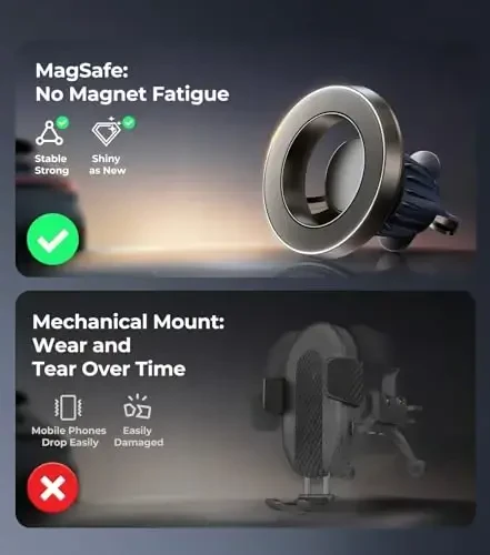 【20X Official Certified Magnets 】for MagSafe Car Mount, 2in1 Dashboard Air Vent Phone Holder, Strong Adhesive, Heat Resistant, 360° Rotation, Fits for iPhone 16, Best Travel Accessories for Men&Women - 6