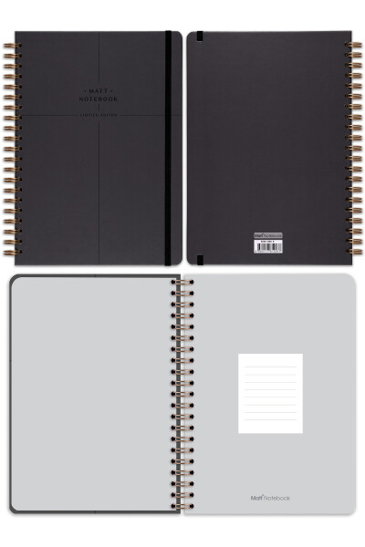 20x28 Cm A4 Hard Cover Notebook with Elastic Band and Spiral Binding, Squared - 6