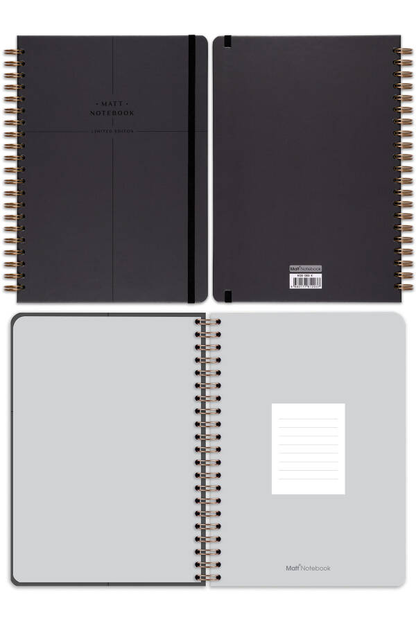 20x28 Cm A4 Hard Cover Notebook with Elastic Band and Spiral Binding, Squared - 6